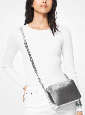 michael kors ginny bag silver|Ginny Medium Crackled Metallic Leather Crossbody Bag.